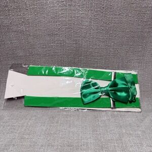 Green Suspenders and Bow Tie Set Mens Boys Kelly Green Formal Accessories